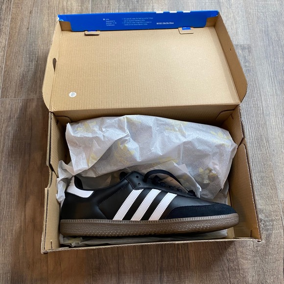 Adidas Samba OG Mens Core Black White Gum Leather Sneakers B75807 Size 11 NEW - Picture 4 of 9